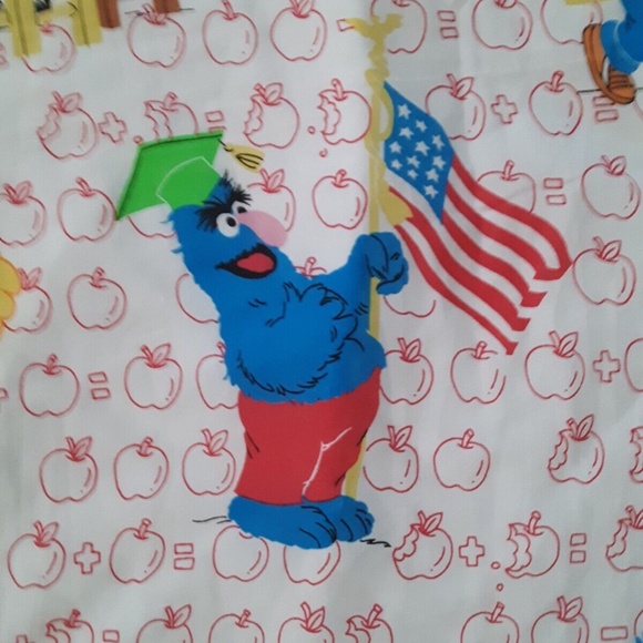 Vintage Muppets SESAME STREET School Room Flat & Fitted Twin Sheets - Picture 6 of 9